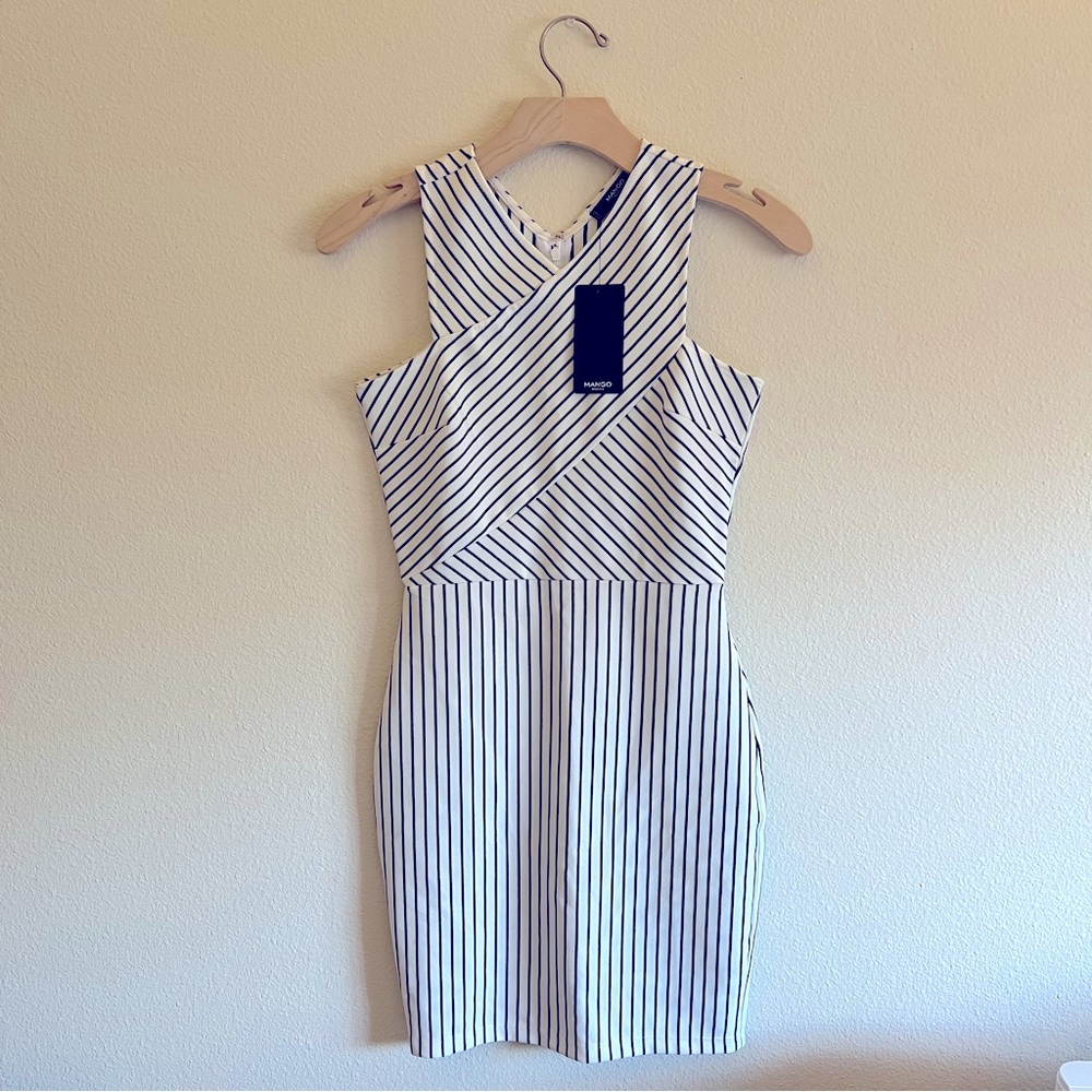 Mango wrap striped dress